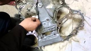 NISSAN 35L TIMING CHAIN COVER REPLACEMENT PART 5 [upl. by Yren]