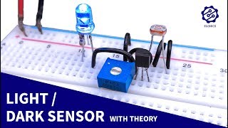 Light Sensor circuit on Breadboard  Darkness Detector  LDR amp Transistor Projects [upl. by Aborn]