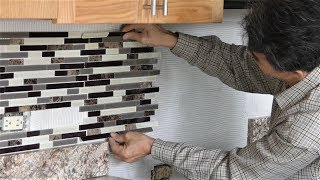 Install backsplash tile in kitchen [upl. by Acsicnarf]