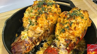 Seafood Stuffed Lobster Tail Recipe [upl. by Orrocos]