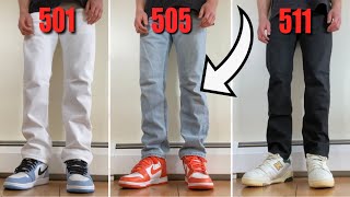 Levis 501 vs 505 vs 511 On Body Comparison [upl. by Ahsirkal345]