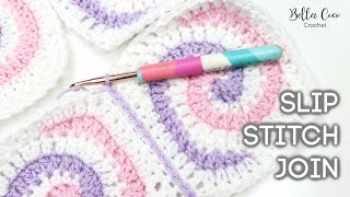 HOW TO JOIN CROCHET WITH A SLIP STITCH  Bella Coco Crochet [upl. by Twedy]