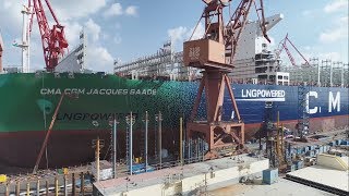 Building the worlds largest LNGpowered containership [upl. by Ahtoelc907]