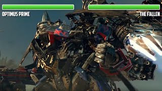 Optimus Prime vs The Fallen and Megatron WITH HEALTHBARS  Final Battle  HD  Transformers RotF [upl. by Akeyla]