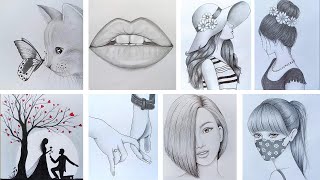 8 easy drawing ideas Part 5   Pencil sketch Tutorials  Art Videos [upl. by Adnirod]