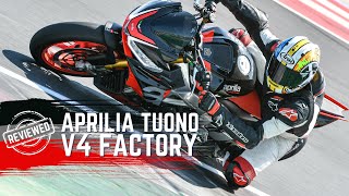 Aprilia Tuono V4 Factory 2021 Review  First Track Ride [upl. by Evanthe]