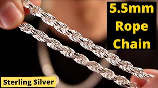 55mm Rope Chain Sterling Silver 925 [upl. by Procter726]