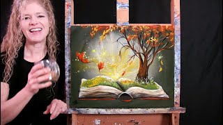 Learn How to Paint TURN THE PAGE TO AUTUMN with Acrylic  Paint amp Sip at Home Step by Step Tutorial [upl. by Laith]