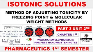 Isotonic Solution  Hypertonic Hypotonic  Freezing Point amp Molecular Weight  B Pharma 1 Semester [upl. by Aitsirk]