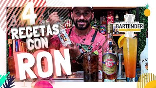 4 COCTELES FAMOSOS CON RON ✅  TUTORIAL  COMÓ UN BARTENDER [upl. by Doss]