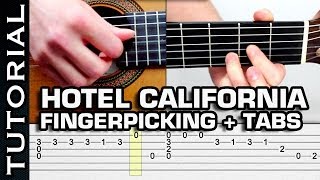 como tocar Hotel California FingerPicking  Clase Completa con tabs en guitarra acústica [upl. by Gustie]