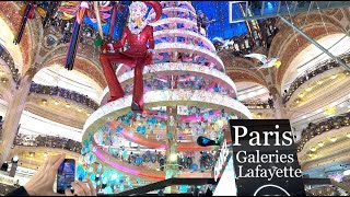 Paris France 🇨🇵  Christmas walk in Paris  Galeries Lafayette  4K HDR 60 fps [upl. by Pansy]