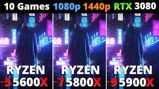 Ryzen 5 5600X vs Ryzen 7 5800X vs Ryzen 9 5900X  Performance Comparison 10 Games 1080p and 1440p [upl. by Thacker262]