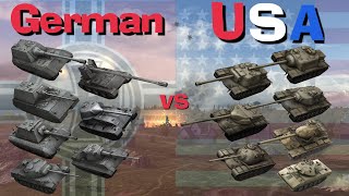 WOT Blitz Germany vs USA  Tier 10 Face Off [upl. by Anelah]